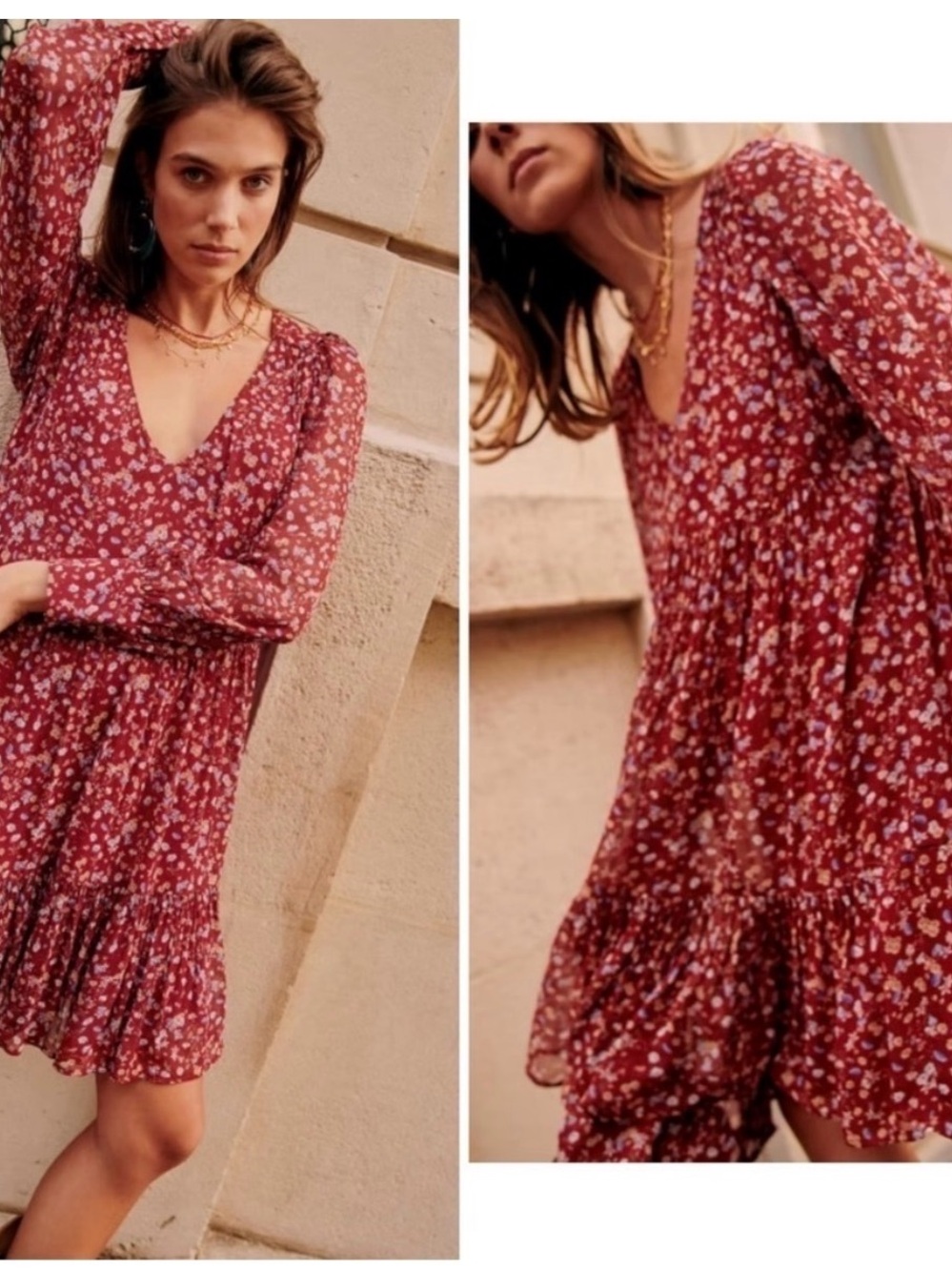 Sezane aurena mini dress bordeaux
